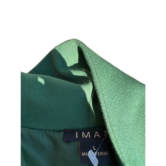 Women’s L Y2K Emerald Green Bell Sleeve Blazer Jacket Iman Retro Chic - Picture 2 of 4